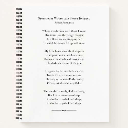 Poetry Lovers Notebook Stopping by Woods Frost Notebook