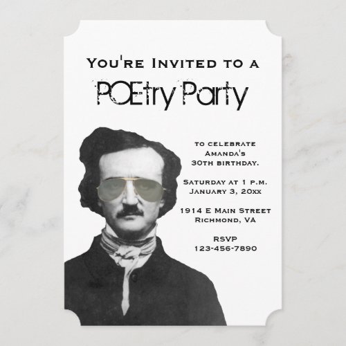 POEtry Party Invitations with Edgar Allan Poe