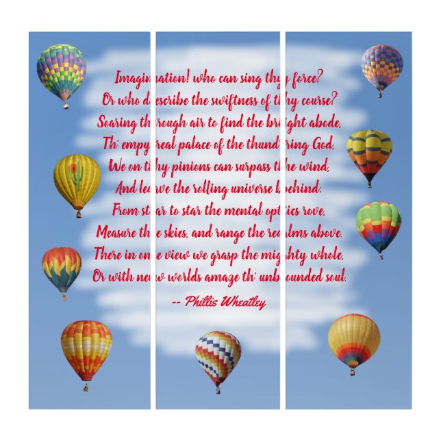 Poetry Phillis Wheatley Hot Air Balloons Triptych (Front)