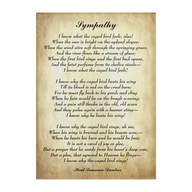 Poetry, Sympathy by Paul Laurence Dunbar Acrylic Print (Front)