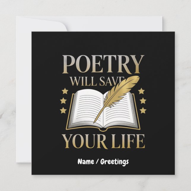 Poetry Will Save Your Life Funny Poet & Literature Invitation (Front)