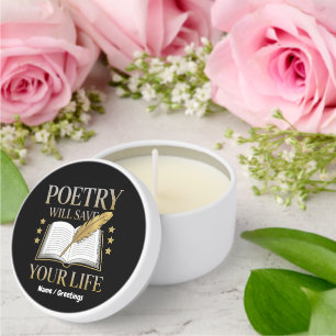 Poetry Will Save Your Life Funny Poet & Literature Mini Candle Favors