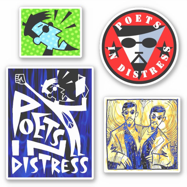 POETS IN DISTRESS STICKER SHEET (Front)