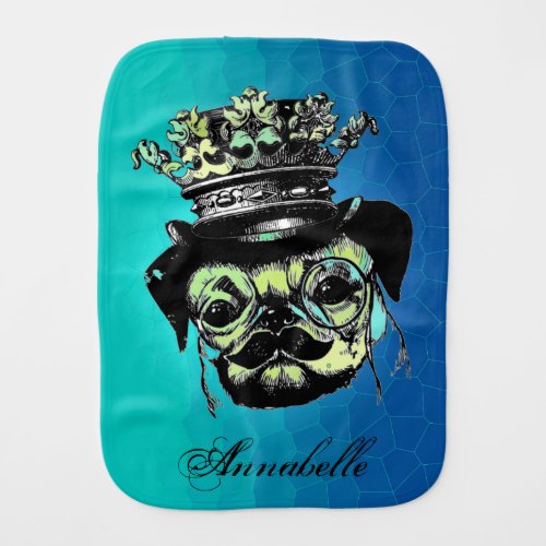 Pog Dog _ Aqua Graphic Illustration Burp Cloth