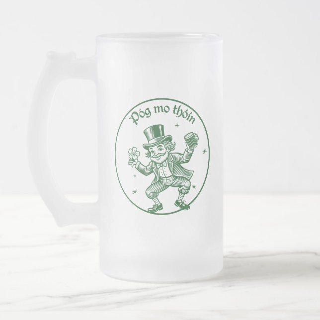 Pog Mo Thoin - St. Patricks day Frosted Glass Beer Mug (Left)