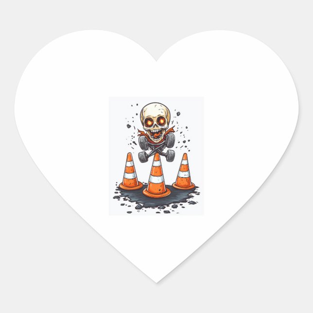 Pogo Bones � Crazy Skeleton on the Move Heart Sticker (Front)