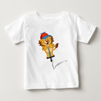 Pogostick Lion Baby T-shirt by cuteunion at Zazzle