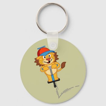Pogostick Lion Keychain by cuteunion at Zazzle