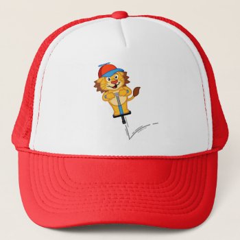 Pogostick Lion Trucker Hat by cuteunion at Zazzle