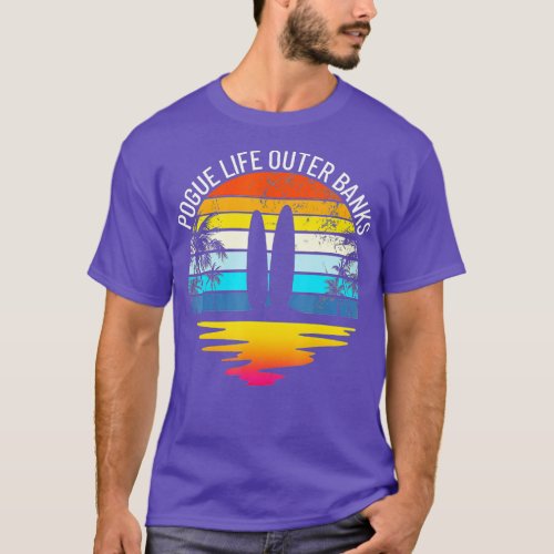 Pogue Life Outer Banks Retro Sunset Surfing OBX Po T_Shirt