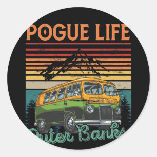 Pogue Life Outer Banks Vintage Hippie Camping Classic Round Sticker