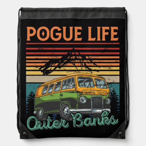 Pogue Life Outer Banks Vintage Hippie Camping Drawstring Bag