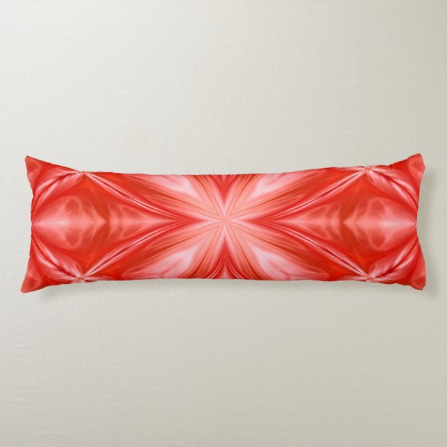 Poinciana Red Milky White Cloudy Abstract Design Body Pillow (Front)
