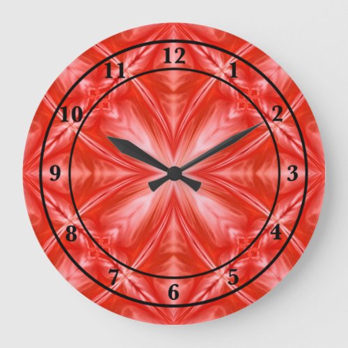 Poinciana Red Milky White Cloudy Abstract Design Large Clock