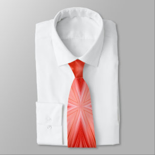 Poinciana Red Milky White Cloudy Abstract Design Neck Tie