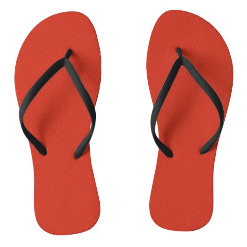 Poinciana Red Orange Solid Color Dark Scarlet Flip Flops