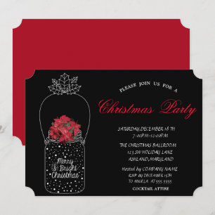 Poindettia, Mason Jar Corporate Christmas Party Invitation