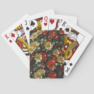 Poinsetia, fleurs rétro en rouge et vert poker cards