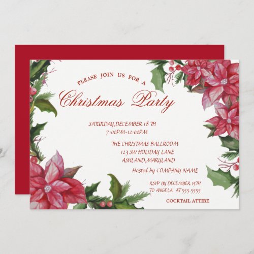 PoinsettaRed Corporate Christmas Party Invitation