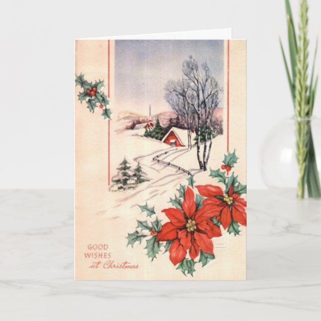 Poinsettes Holiday Card (Front)