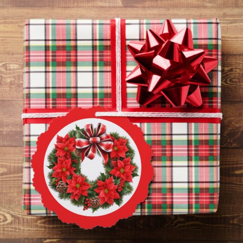 Poinsettia Add Signature  Christmas Greeting Ornament Card