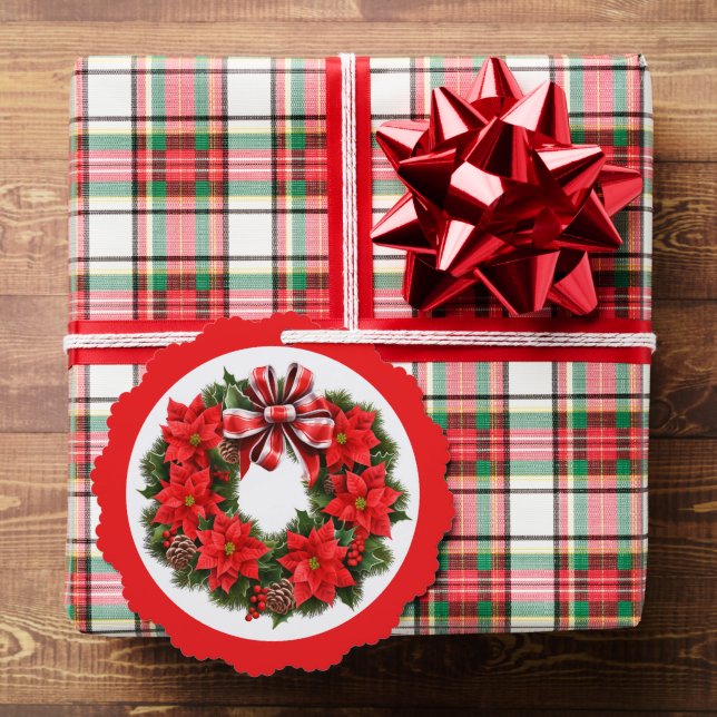 Poinsettia Add Signature & Christmas Greeting Ornament Card (Insitu (Gift))