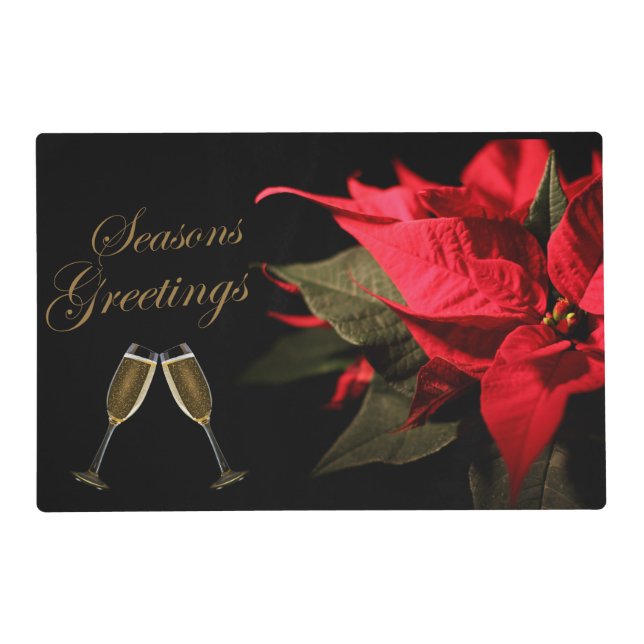 Poinsettia and Champagne Placemat (Front)
