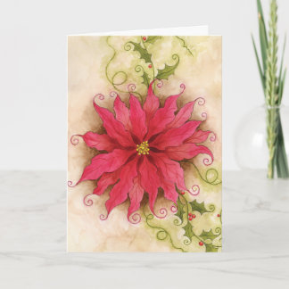 Poinsettia and Holly Card