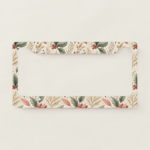 Poinsettia and Holly Pattern – Classic Christmas License Plate Frame