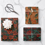 Poinsettia and Holly Tooled Leather Look Assorted Wrapping Paper Sheets<br><div class="desc">Set of three complementary Holiday Western flat sheet gift wraps in the look of Western tooled leather that work well together to give your gift presentation some pop. Look for more tooled leather wrapping papers and many other unique gift wraps in the Paws Charming shop. Thanks for looking; we appreciate...</div>