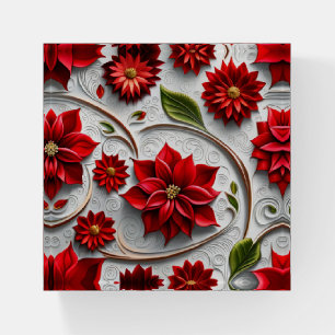 Poinsettia and Leaves Paperweight