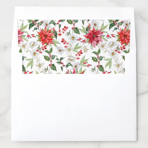 Poinsettia and Paperwhite Christmas Floral Pattern Envelope Liner