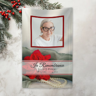 Poinsettia and Pearls Celebration of Life Funeral Banner