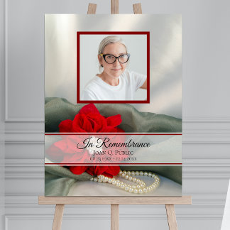 Poinsettia and Pearls Celebration of Life Funeral Foam Board
