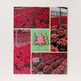 Poinsettia and Photo Template Christmas Holiday Jigsaw Puzzle
