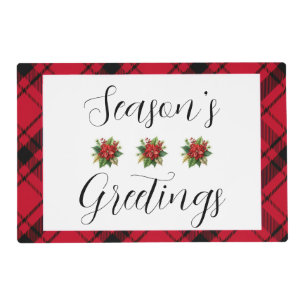 Poinsettia and Plaid Christmas Placemat