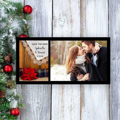 Poinsettia and Plaid Winter Wedding Save the Date