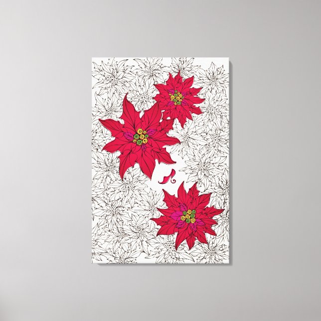 Poinsettia and red shoes. Off White Canvas Print (Front)