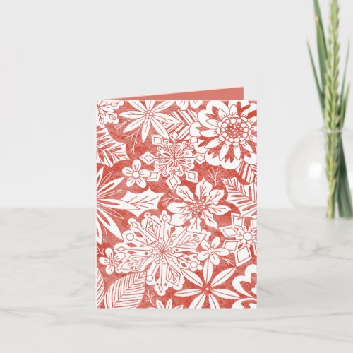 Poinsettia and Snowflake Red Christmas Holiday Card
