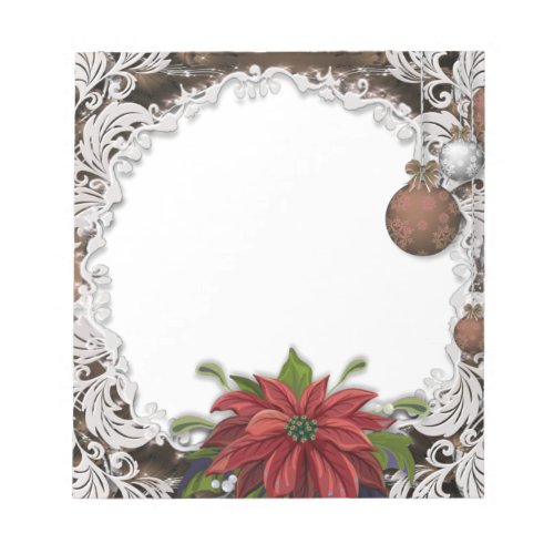 Poinsettia Bauble  Ornate Christmas Holiday Paper Notepad