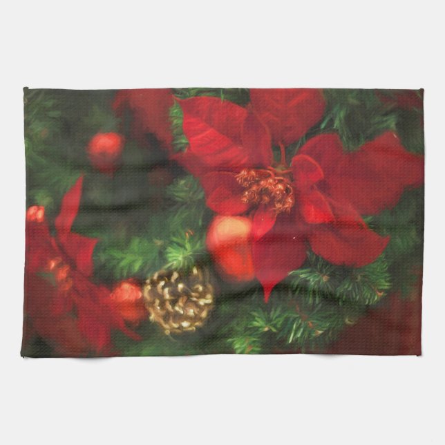 Poinsettia Beauty Kitchen Towel (Horizontal)