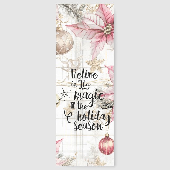 Poinsettia Believe in the Magic of Christmas Bookmarks (Front)