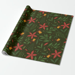 Poinsettia & Bell Elegance  Wrapping Paper