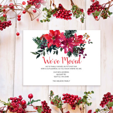 Poinsettia Berries Weve Moved Holiday Cards