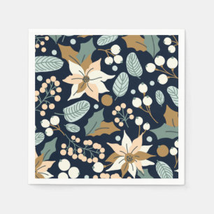 Poinsettia black background winter holiday   napkins