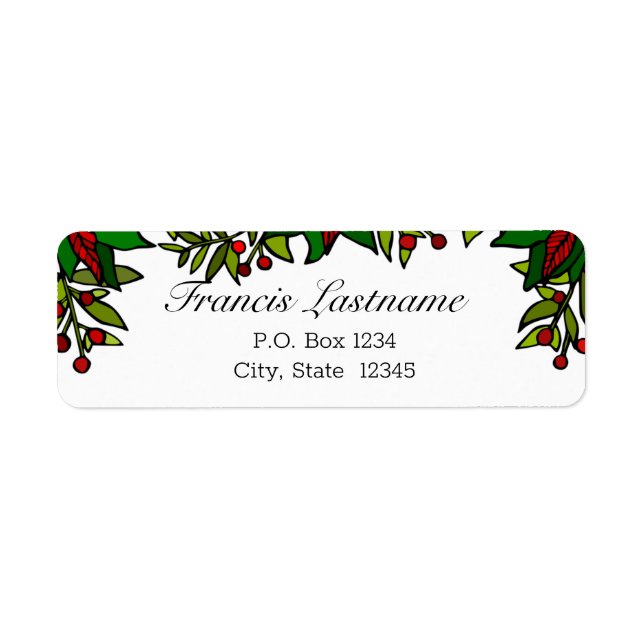 Poinsettia Border Christmas Return Address Label (Front)