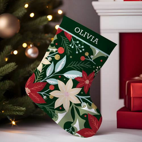 Poinsettia Botanical Floral Christmas Small Christmas Stocking