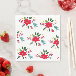 Poinsettia Botanicals Foliage Holiday Christmas Napkins
