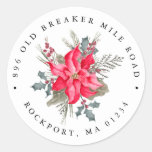 Poinsettia Bouquet Christmas Return Address Label