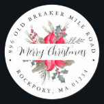 Poinsettia Bouquet Christmas Return Address Label<br><div class="desc">Designed to coordinated with the Red Poinsettia Botanical collection. A deep red poinsettia flowers is nestled in holly and berries and pine branches. Merry Christmas is written in an elegant script. Your address is written above and below the festive floral boquet.</div>